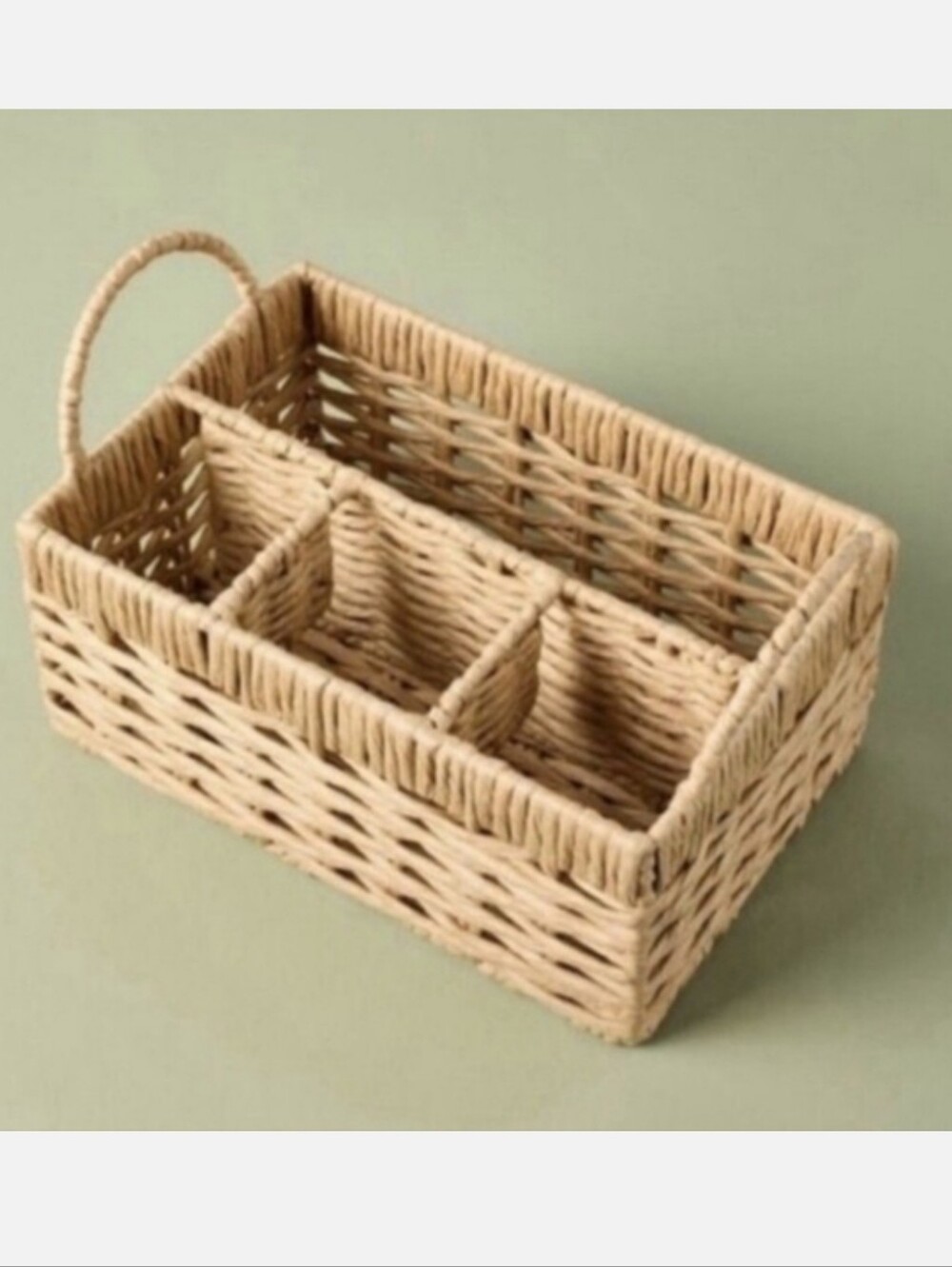 Hearth & Hand Natural Woven Utensil Flatware Caddy Basket